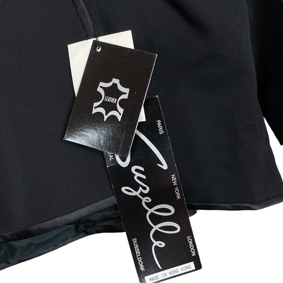 Vtg Suzelle Wool Leather Beaded Floral Embroidered Evening Jacket Black Size 14 - Picture 5 of 11